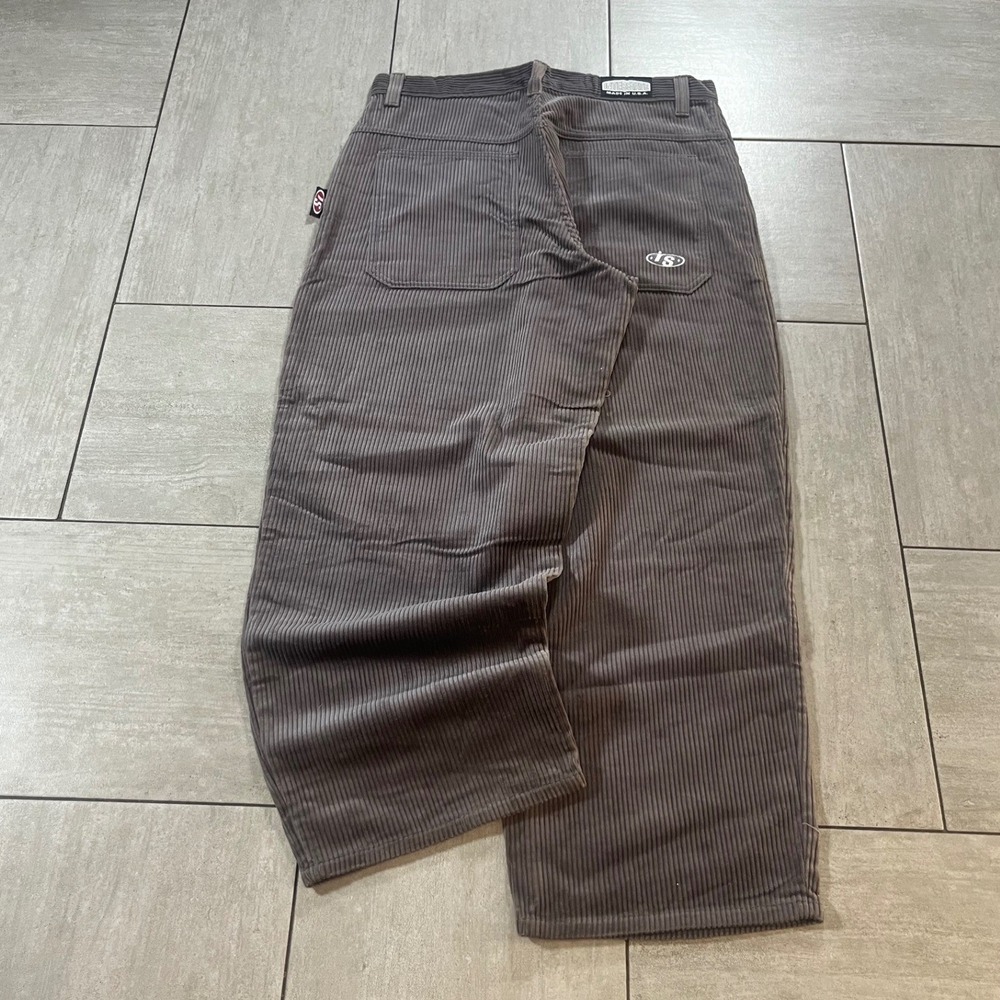 Interstate Baggy Corduroy Pants Charcoal Grey Wide Leg Skate Mens Size 38